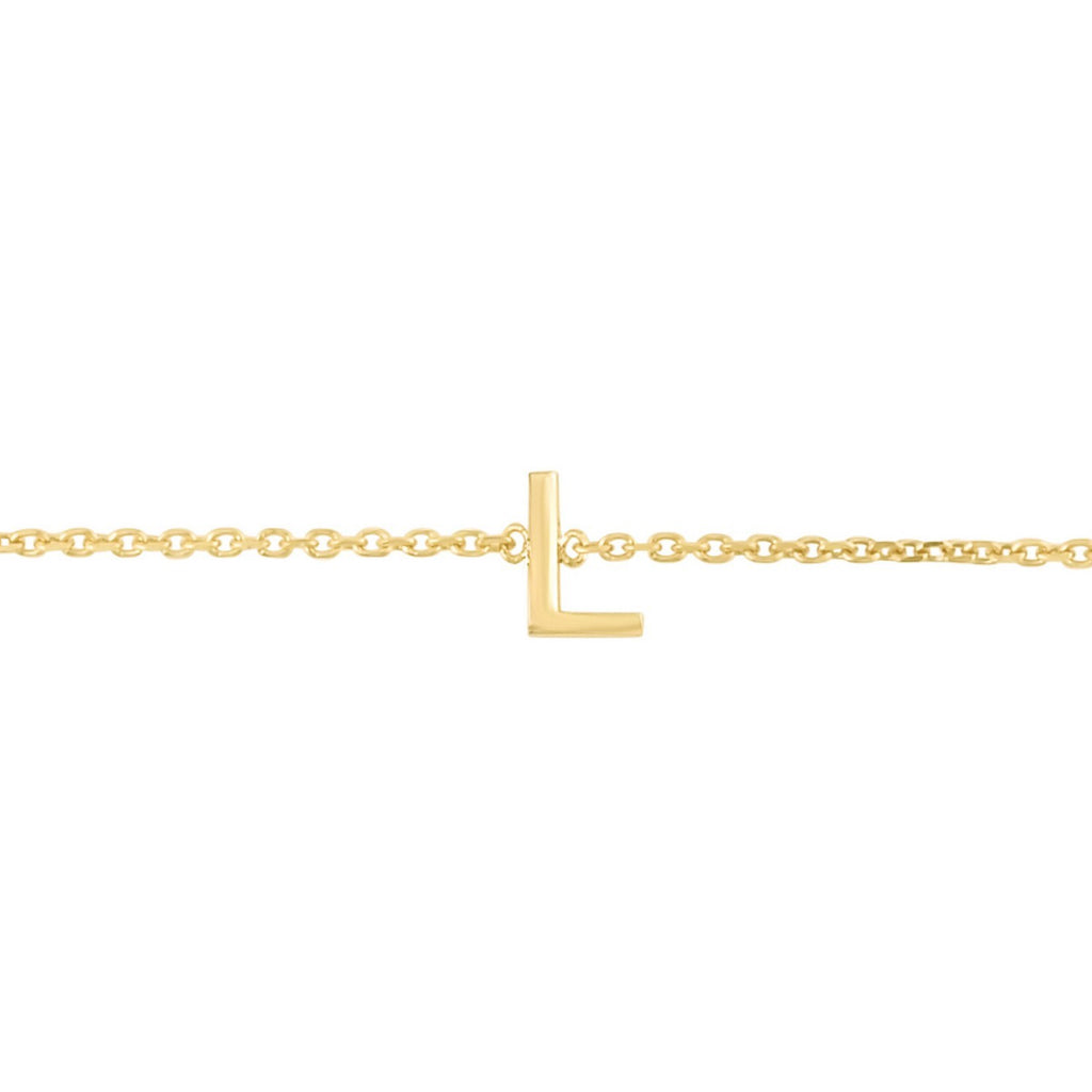 14K Yellow Gold Mini Initial L Bracelet