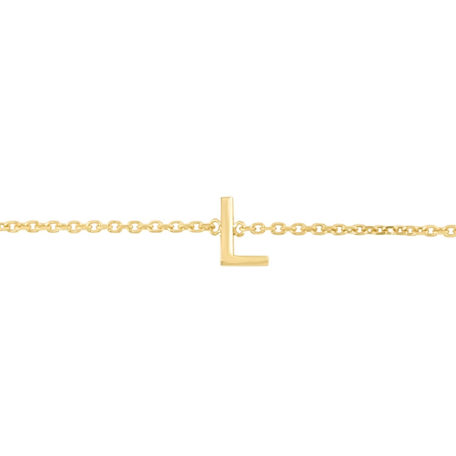 14K Yellow Gold Mini Initial L Bracelet