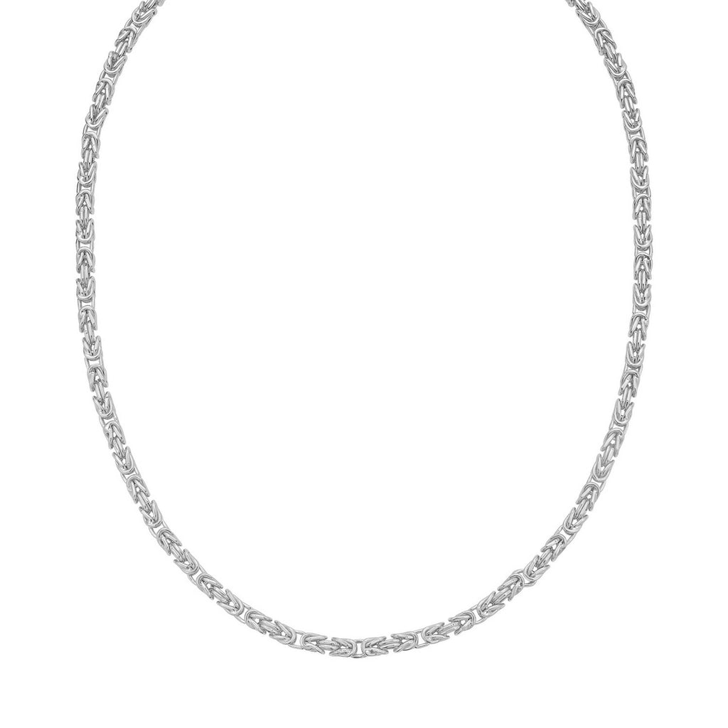 Sterling Silver Rhodium Plated Lite Square Byzantine Chain (4.20 mm)