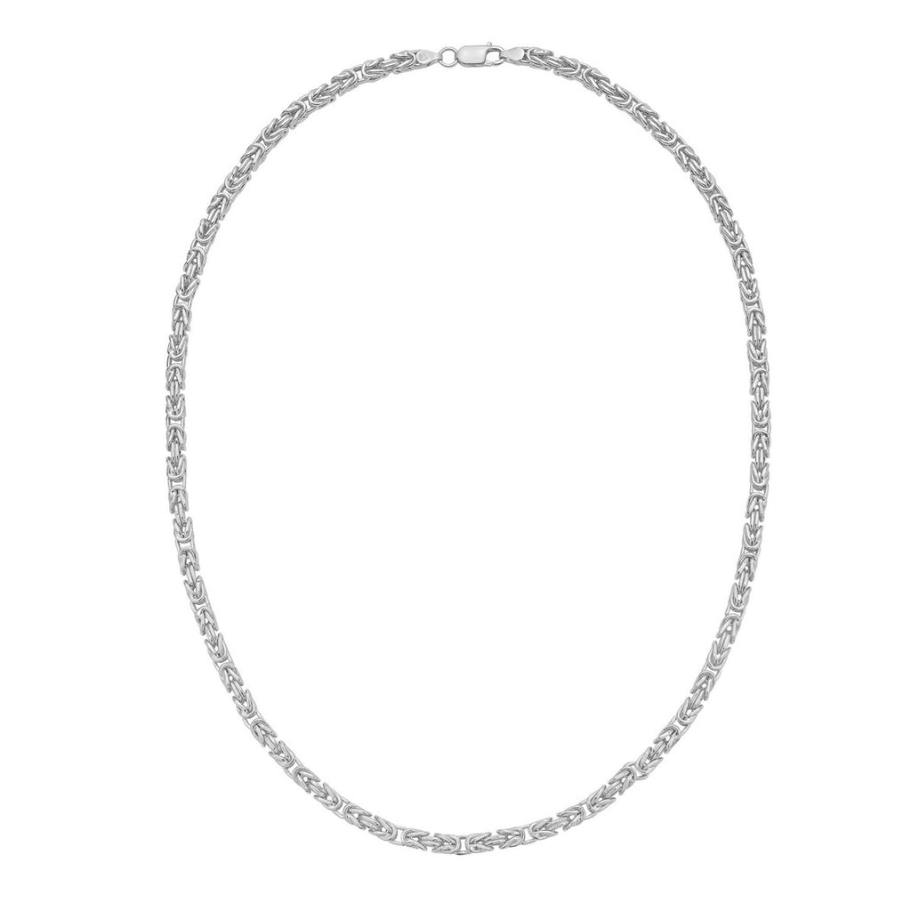 Sterling Silver Rhodium Plated Lite Square Byzantine Chain (4.20 mm)