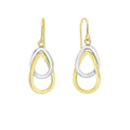14k Two-Tone Gold Interlaced Open Teardrop Drop Earrings