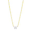 14K Yellow Gold Mini Diamond W Initial Pendant Necklace
