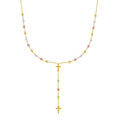 14k Tri-Color Gold Rosary Chain Necklace