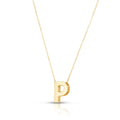 14K Yellow Gold Yours Truly Block Letter Initial P Necklace