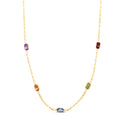14K Yellow Gold Multi Gemstone Paperclip Necklace (1.50 mm)