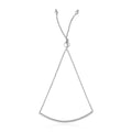 14k White Gold Smooth Curved Bar Lariat Design Bracelet (1.00 mm)