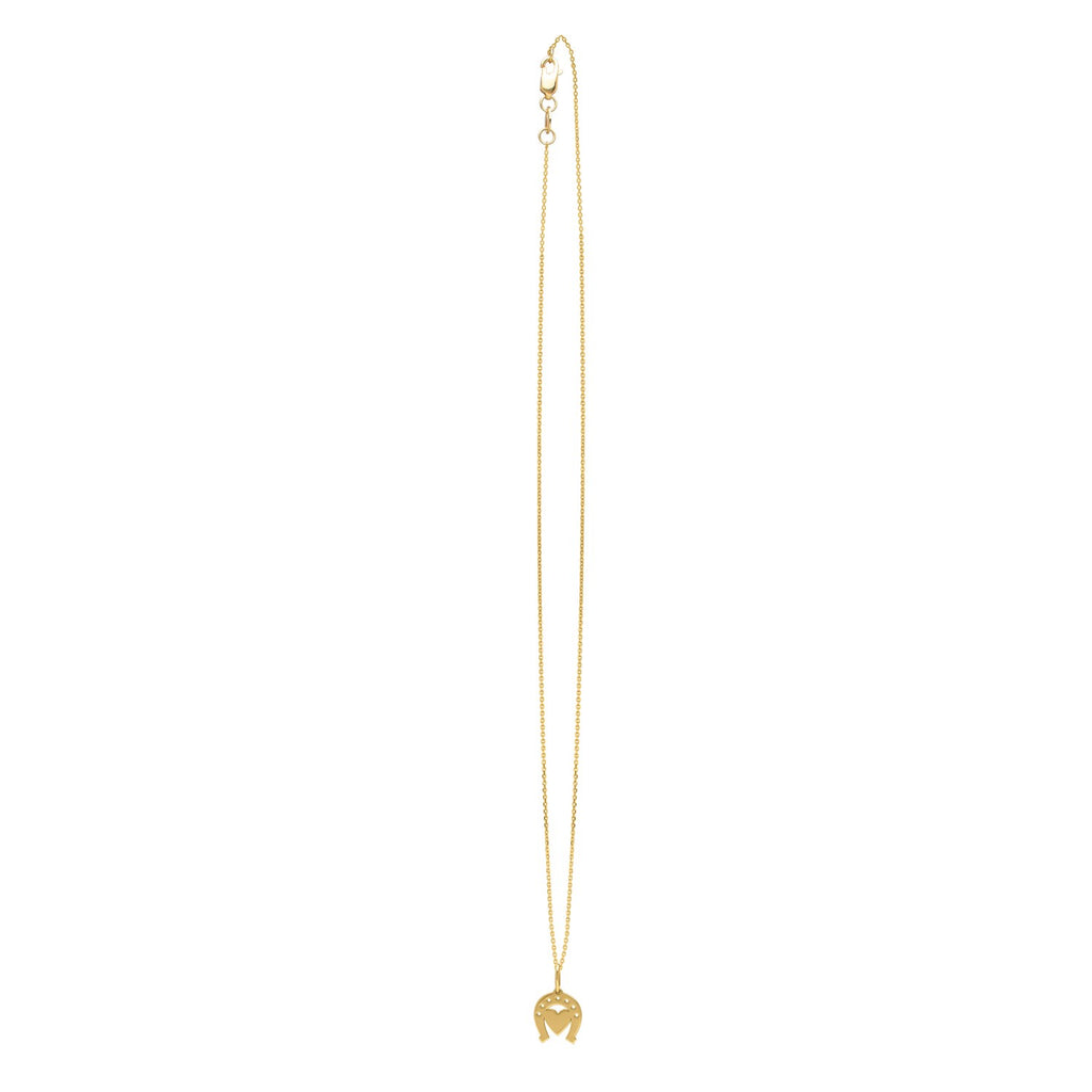 Heart and Horse Necklace in 14K Yellow Gold