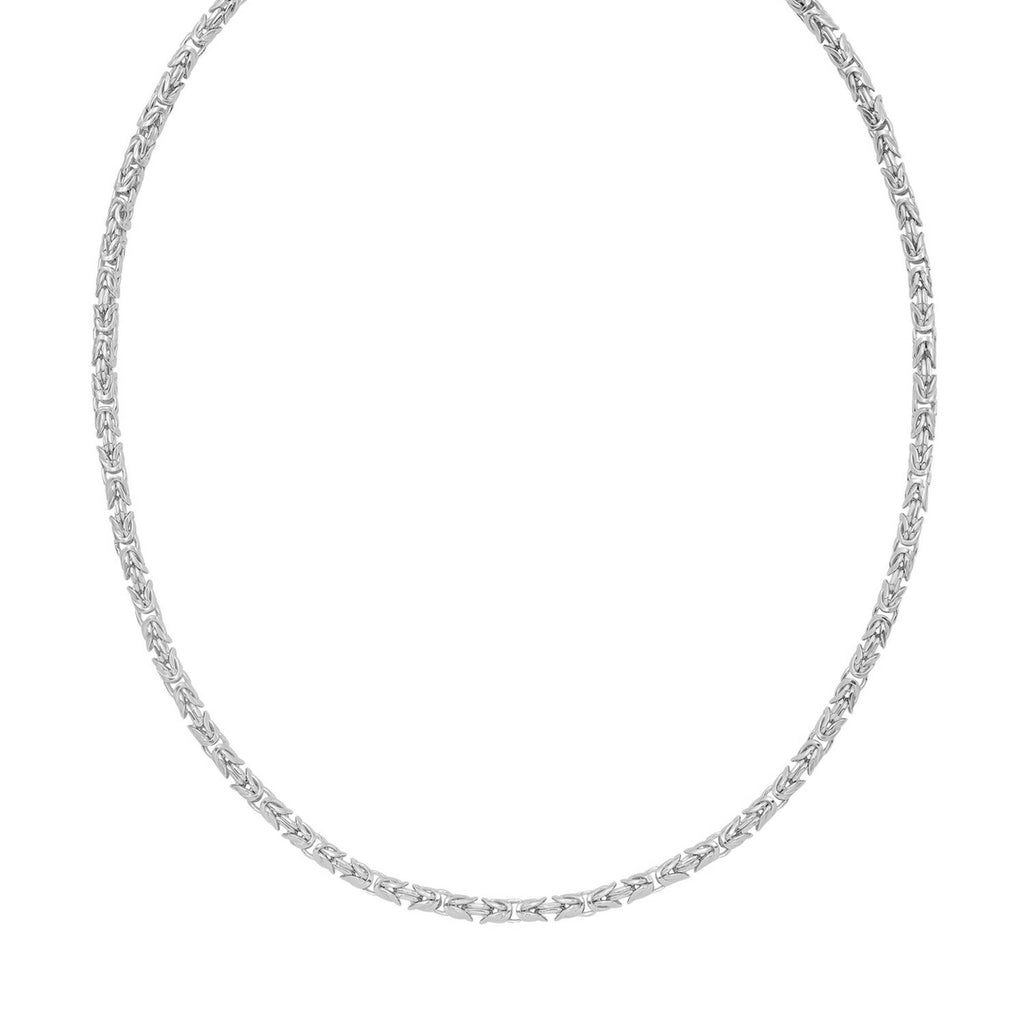 Sterling Silver Rhodium Plated Solid Round Byzantine Chain (4.10 mm)