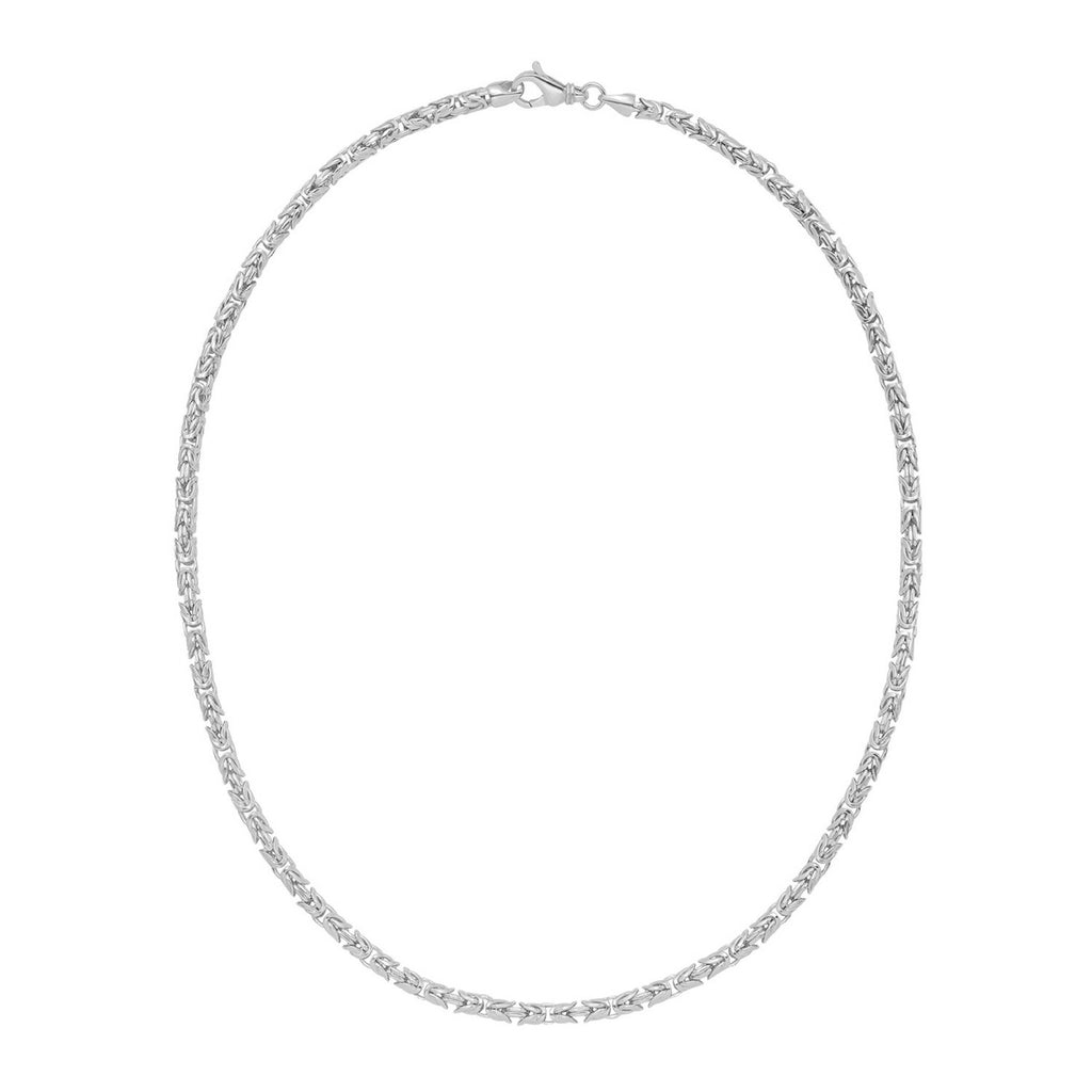 Sterling Silver Rhodium Plated Solid Round Byzantine Chain (4.10 mm)