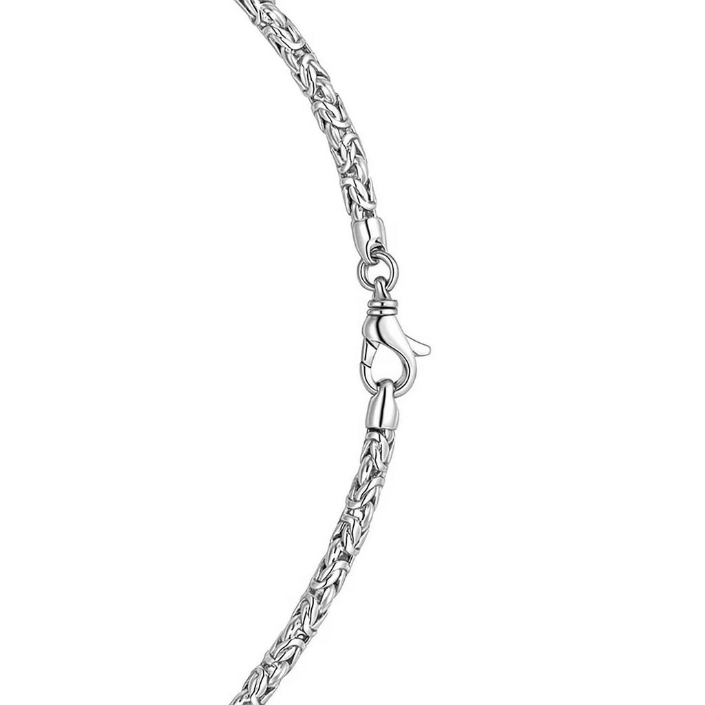 Sterling Silver Rhodium Plated Solid Round Byzantine Chain (4.10 mm)
