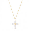 14k Yellow Gold Pearl Cross Pendant
