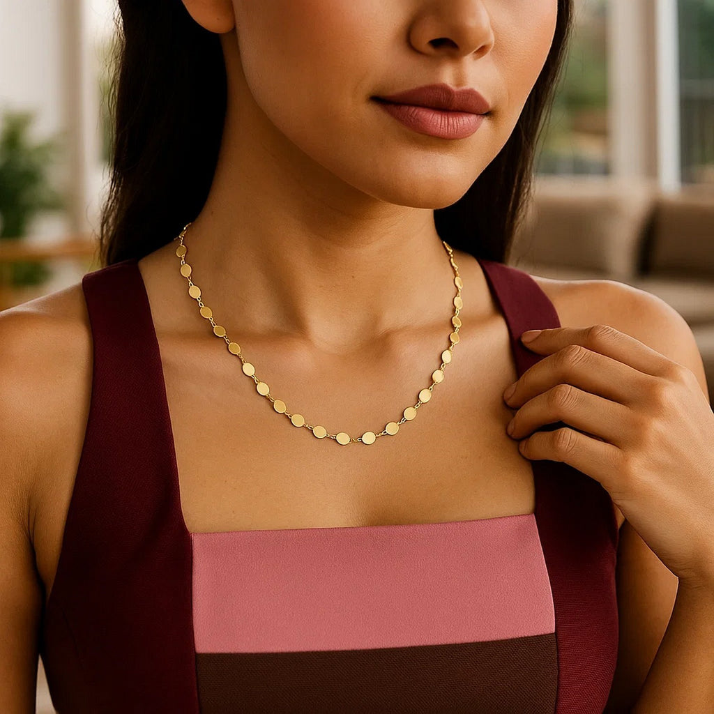 14k Yellow Gold Necklace with Polished Circles