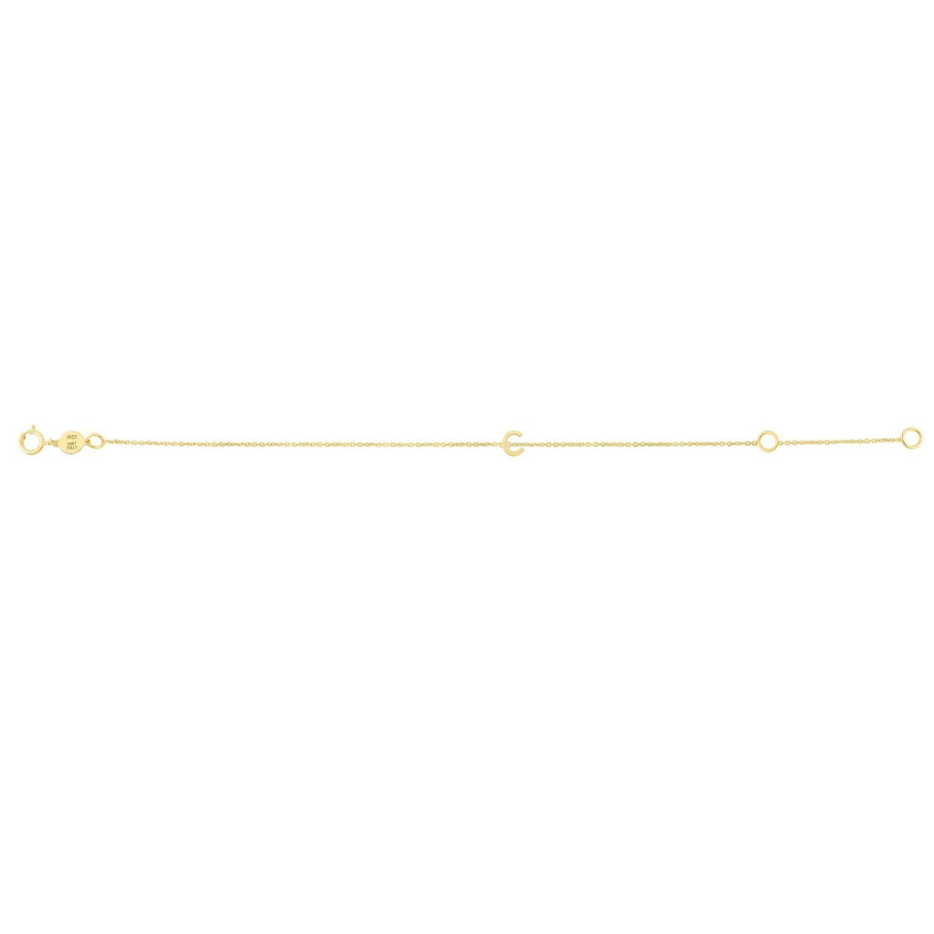 14K Yellow Gold Mini Initial C Bracelet