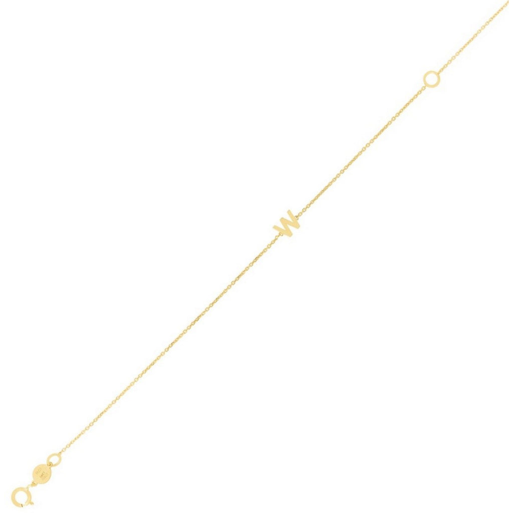 14K Yellow Gold Mini Initial W Bracelet