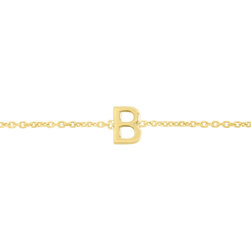 14K Yellow Gold Mini Initial B Bracelet
