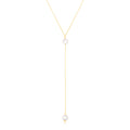 14k Yellow Gold Lariat Necklace with Pearls