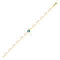 14K Yellow Gold Blue Topaz Heart Bracelet (1.50 mm)