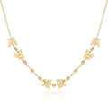 14k Yellow Gold 18 inch Necklace with Polished Butterflies and Beads