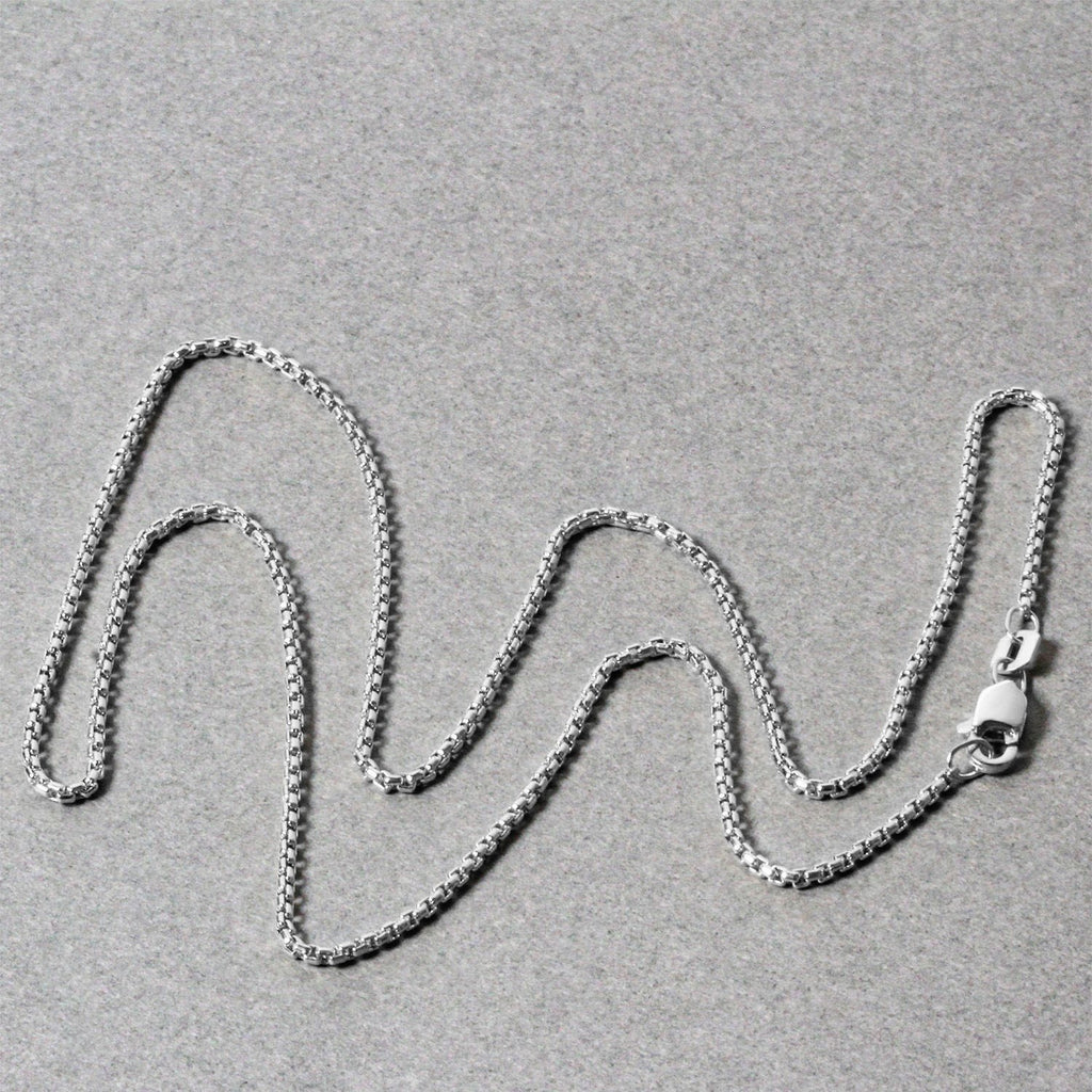Sterling Silver Rhodium Plated Round Box Chain (1.30 mm)