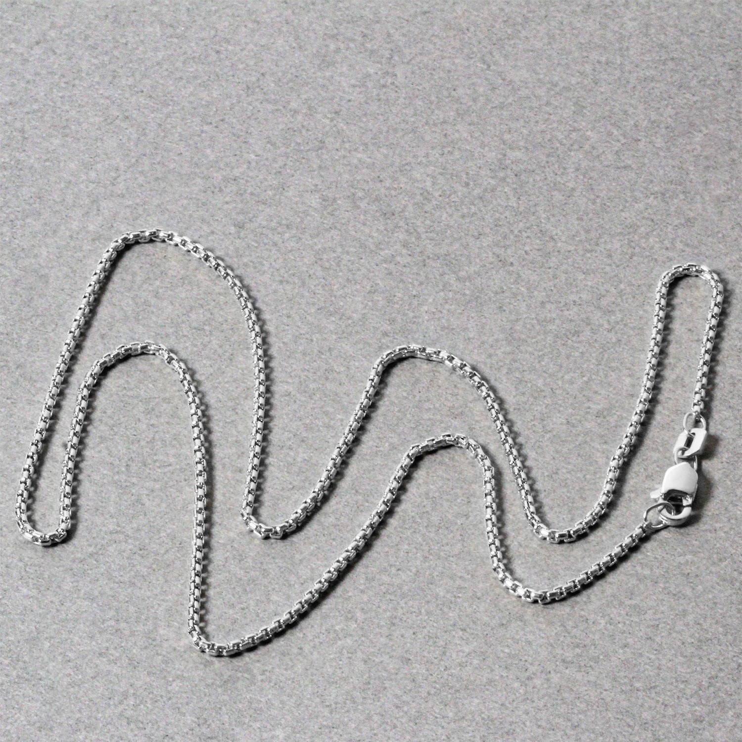 Sterling Silver Rhodium Plated Round Box Chain (1.30 mm)