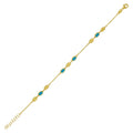 14K Yellow Gold Hexagon Turquoise Inlay Links Bracelet