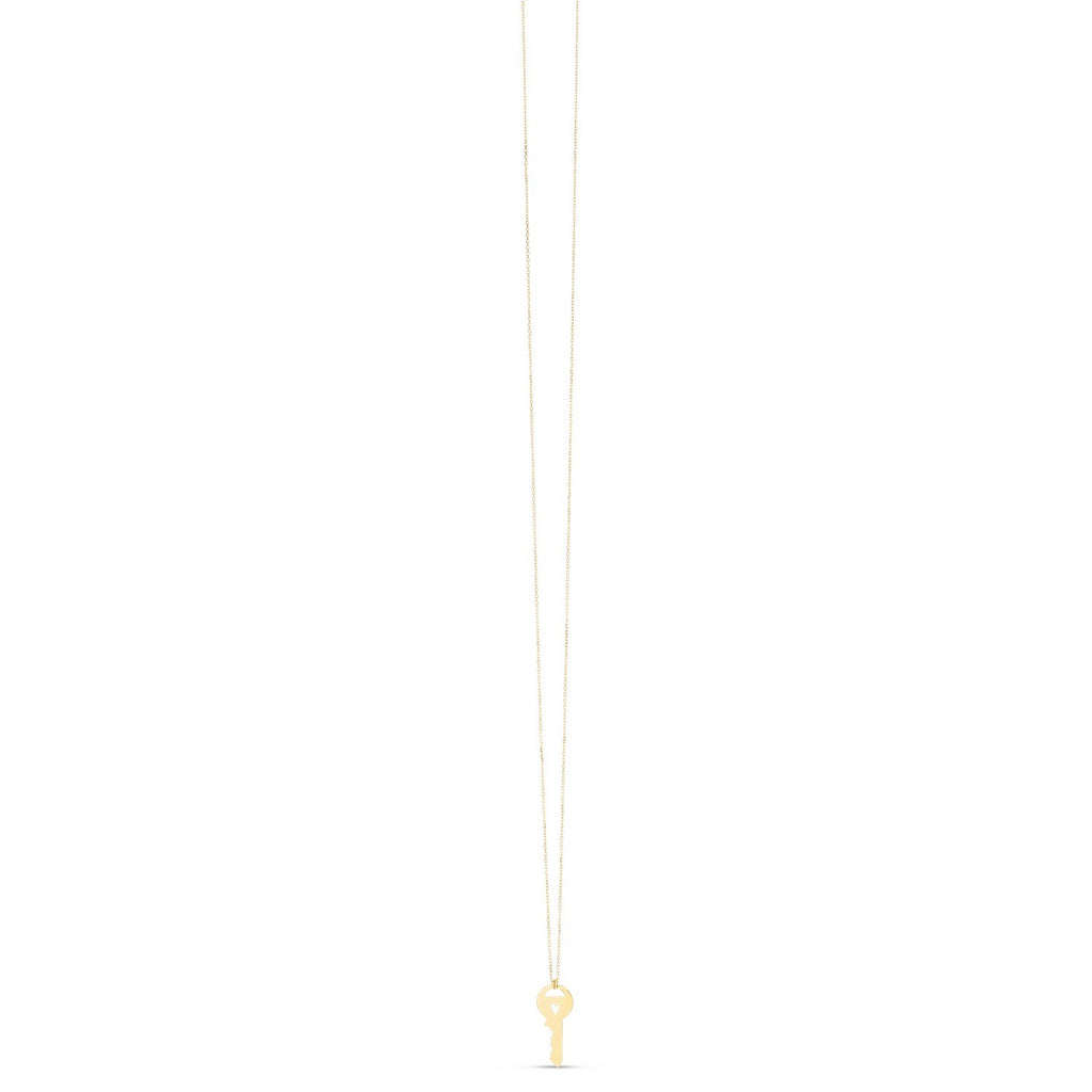 14K Yellow Gold Triple Heart Key Necklace