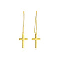 14k Yellow Gold Dangle Cross Earrings