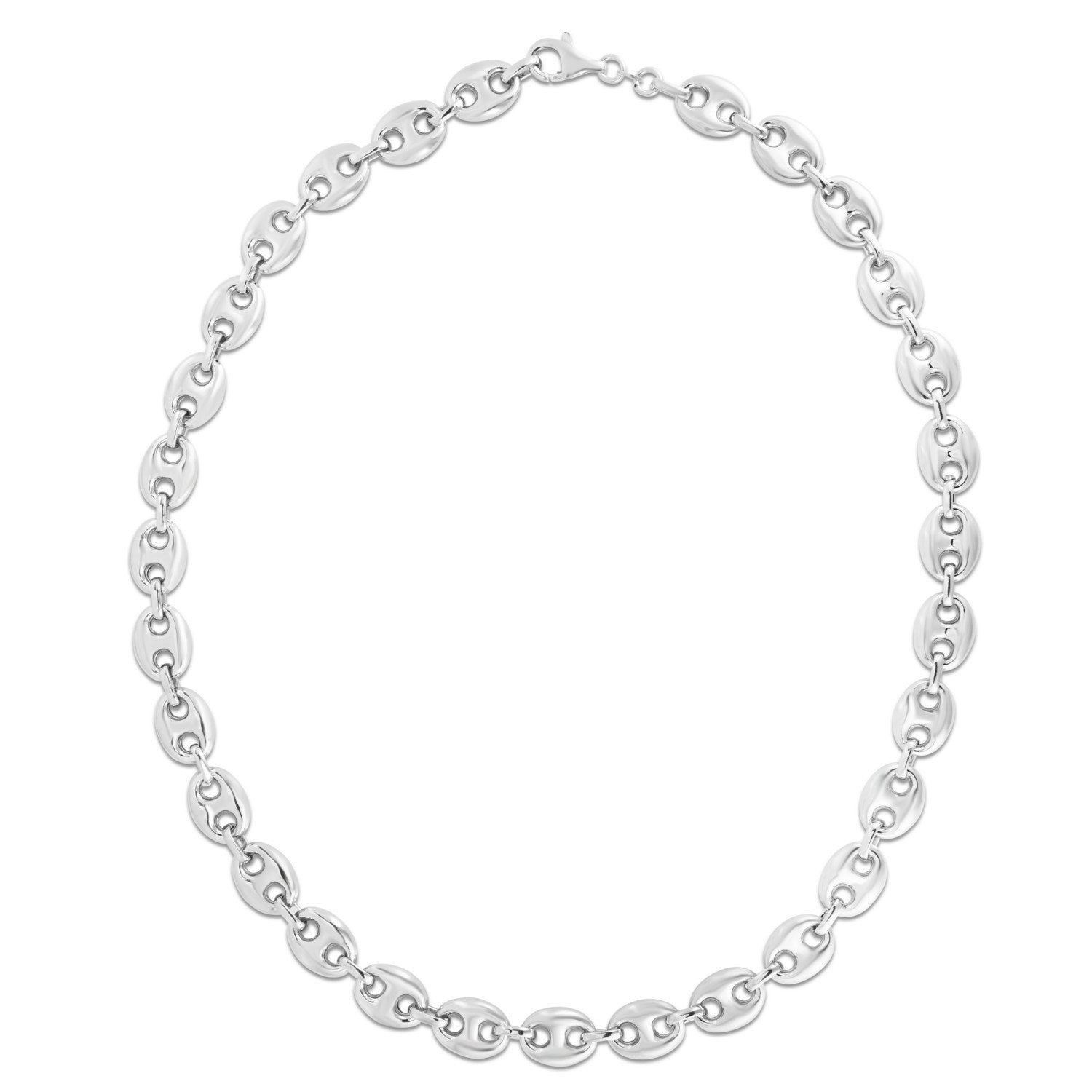 Sterling Silver Rhodium Plated Puffed Mariner Chain (9.20 mm)