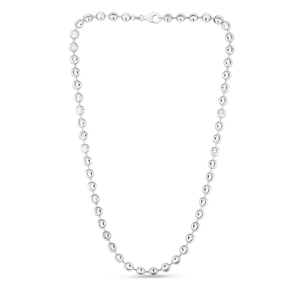 Sterling Silver Rhodium Plated Moon Cut Bead Chain (6.00 mm)