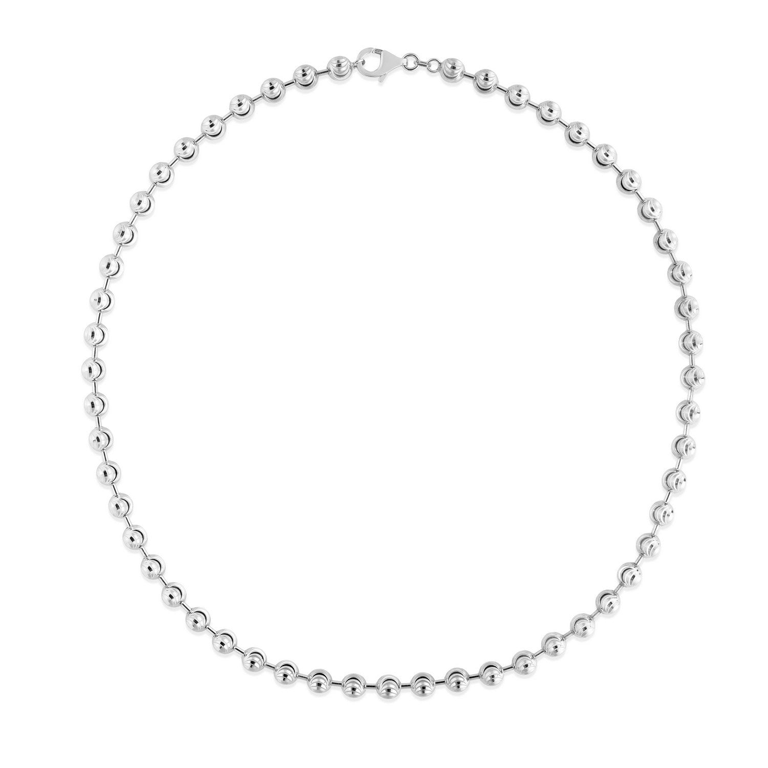 Sterling Silver Rhodium Plated Moon Cut Bead Chain (6.00 mm)