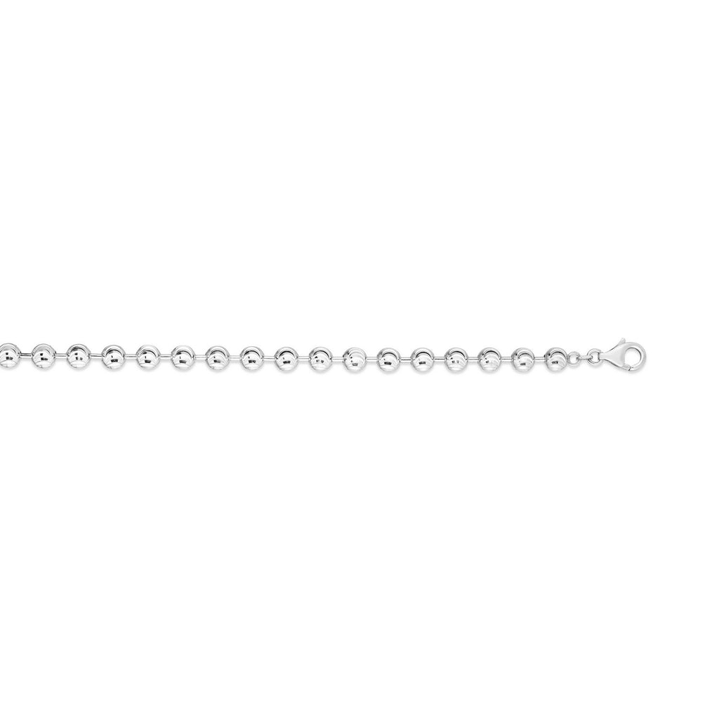 Sterling Silver Rhodium Plated Moon Cut Bead Chain (6.00 mm)