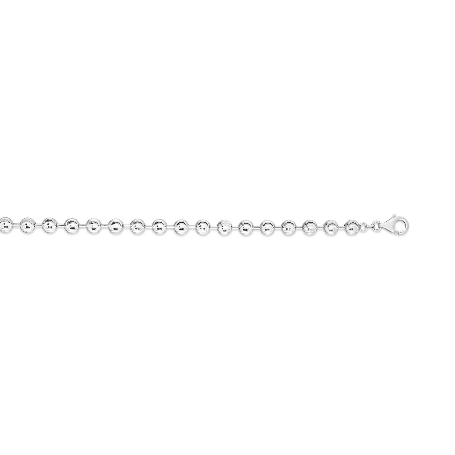 Sterling Silver Rhodium Plated Moon Cut Bead Chain (6.00 mm)