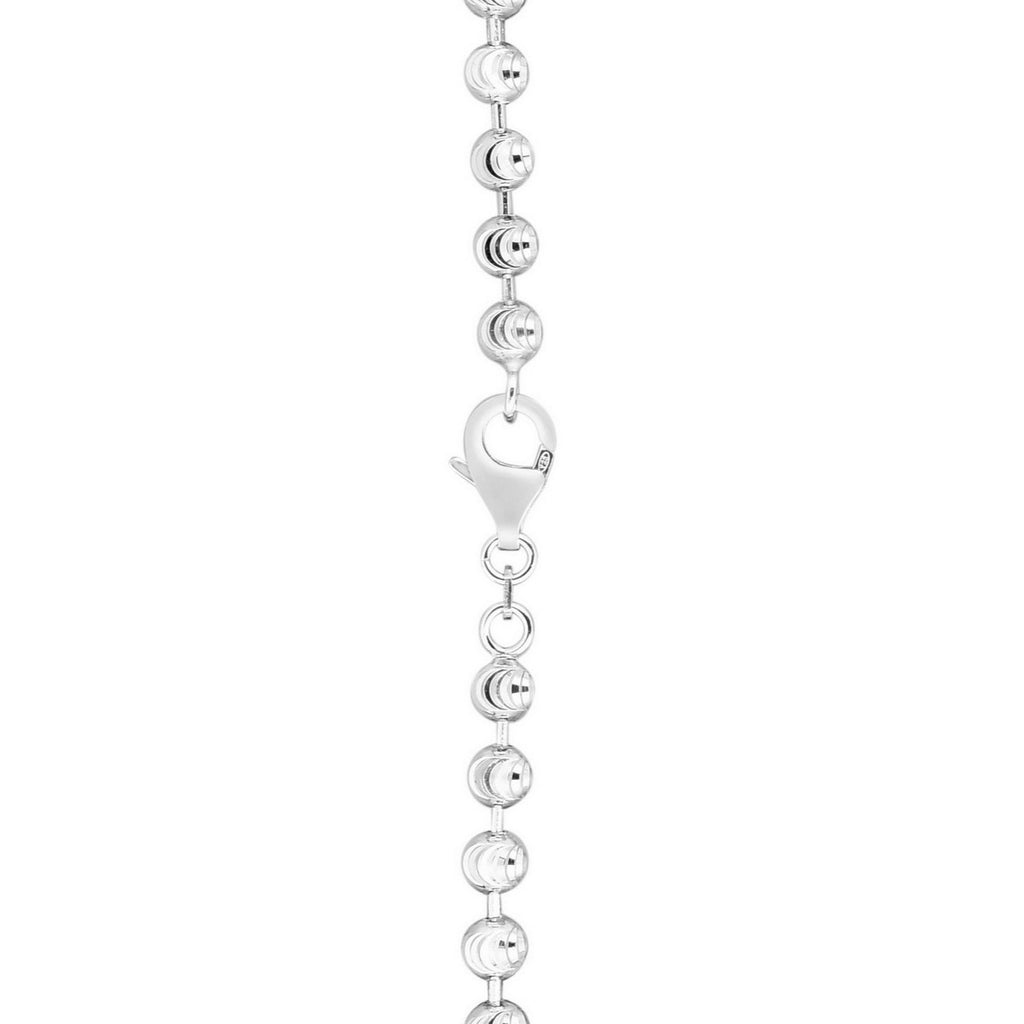 Sterling Silver Rhodium Plated Moon Cut Bead Chain (6.00 mm)