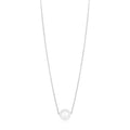 14k White Gold Pearl Solitaire Necklace