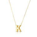 14K Yellow Gold Yours Truly Block Letter Initial K Necklace