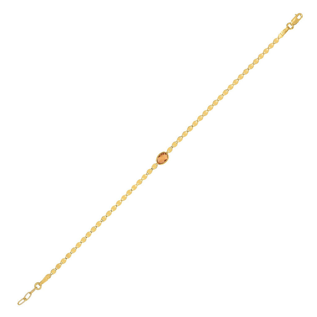 14K Yellow Gold Citrine Mirrored Chain (2.20 mm)