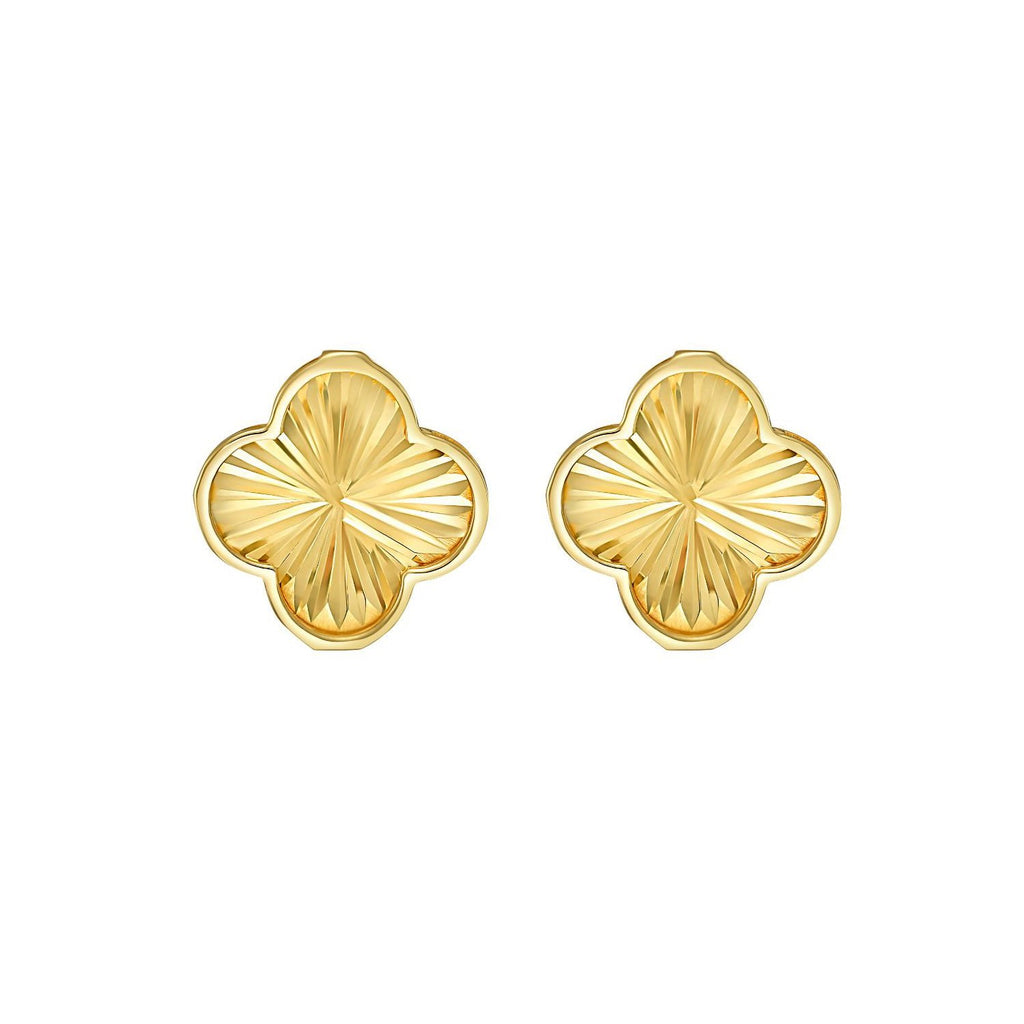 14K Yellow Gold Radiating Clover Earrings