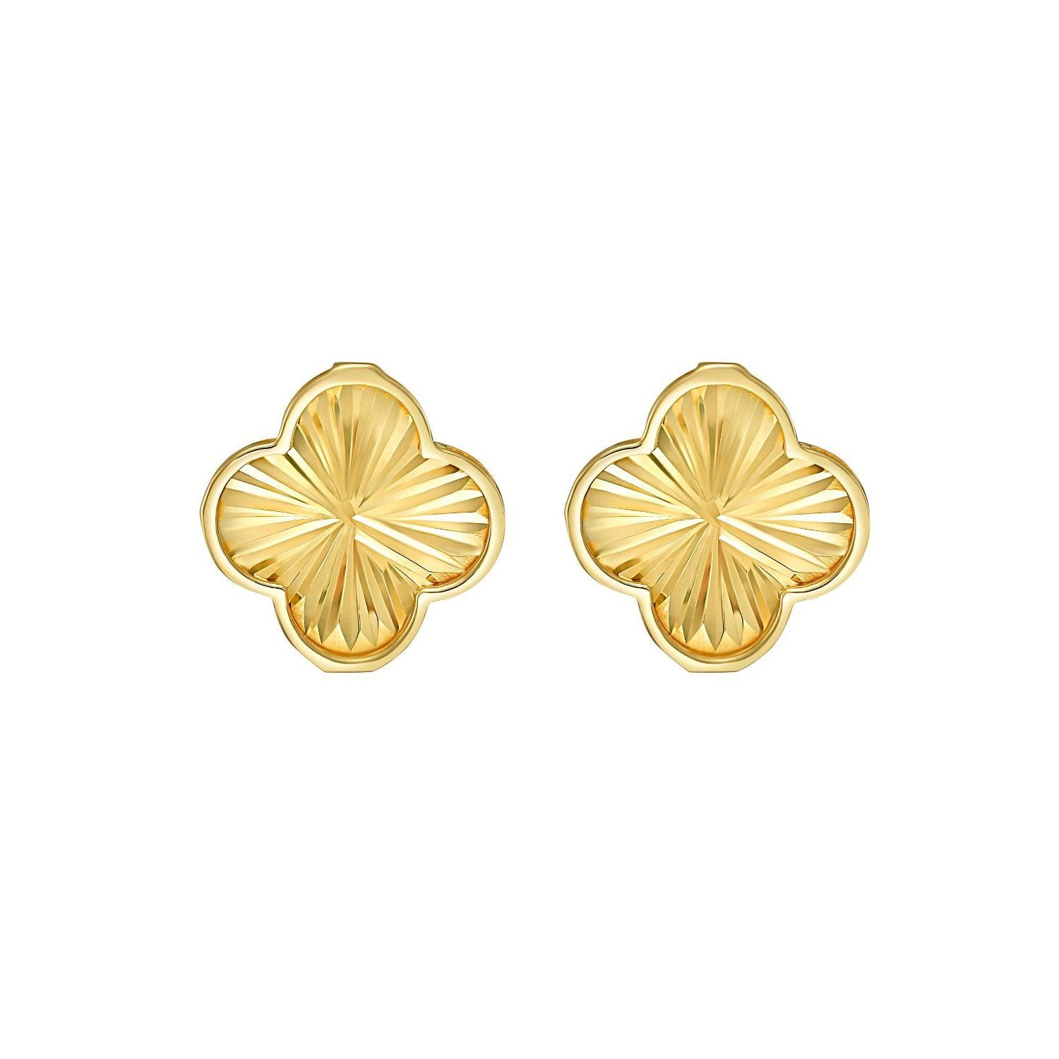 14K Yellow Gold Radiating Clover Earrings