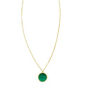 14K Yellow Gold Malachite Inlay Circle Necklace
