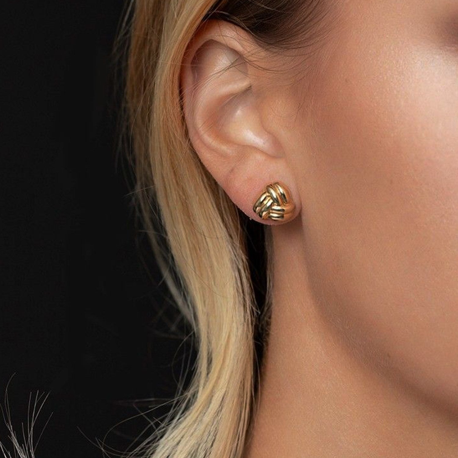 14K Yellow Gold Small Double Knot Earrings