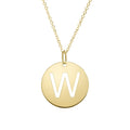 14K Yellow Gold Disc Initial W Pendant
