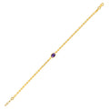 14K Yellow Gold Amethyst Mirrored Chain Bracelet (2.20 mm)