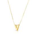 14K Yellow Gold Yours Truly Block Letter Initial V Necklace