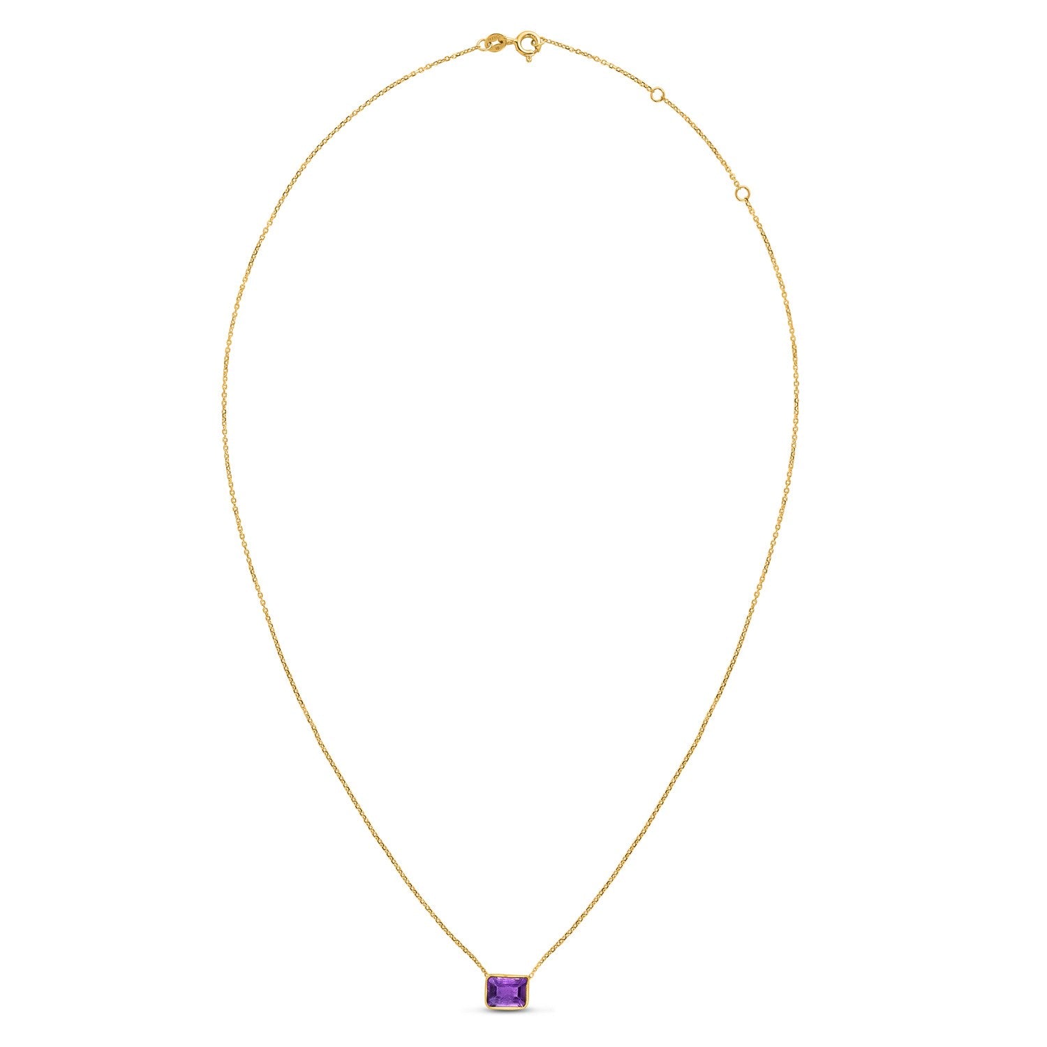 14K Yellow Gold Emerald Cut Amethyst Necklace