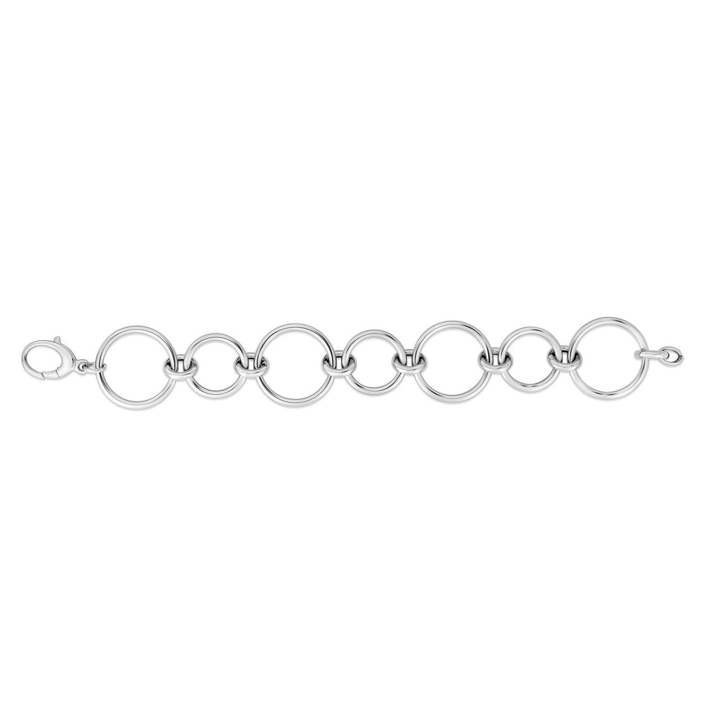 Sterling Silver Rhodium Plated Round Link Necklace