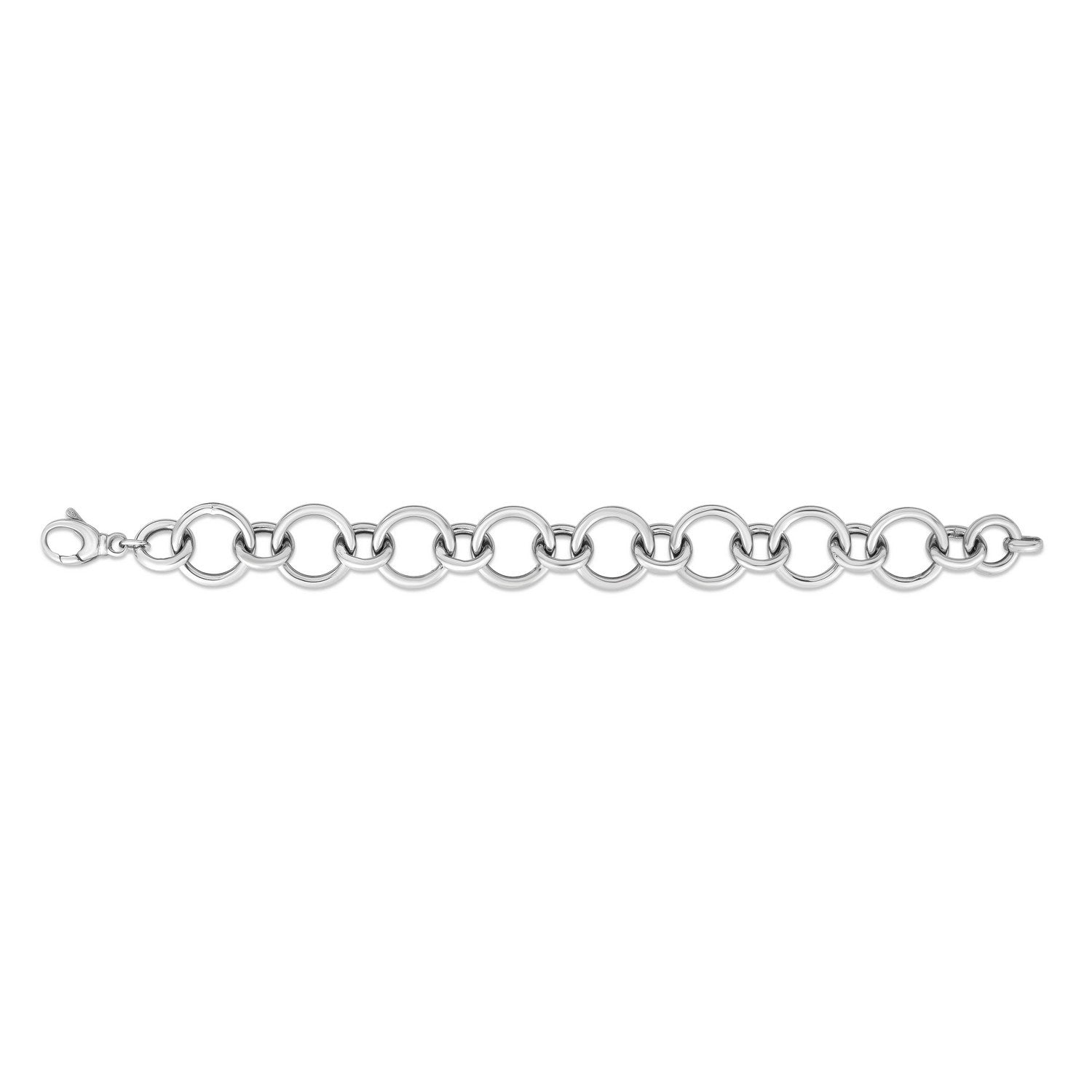 Sterling Silver Rhodium Plated Round Link Bracelet