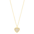 Checkered Heart Necklace in 14K Yellow Gold