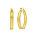 14K Yellow Gold Sparkle Spring Hoop Earrings