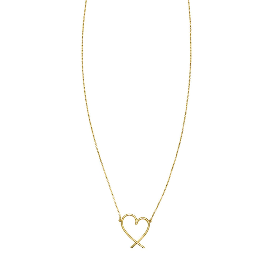14K Yellow Gold Delicate Heart Necklace