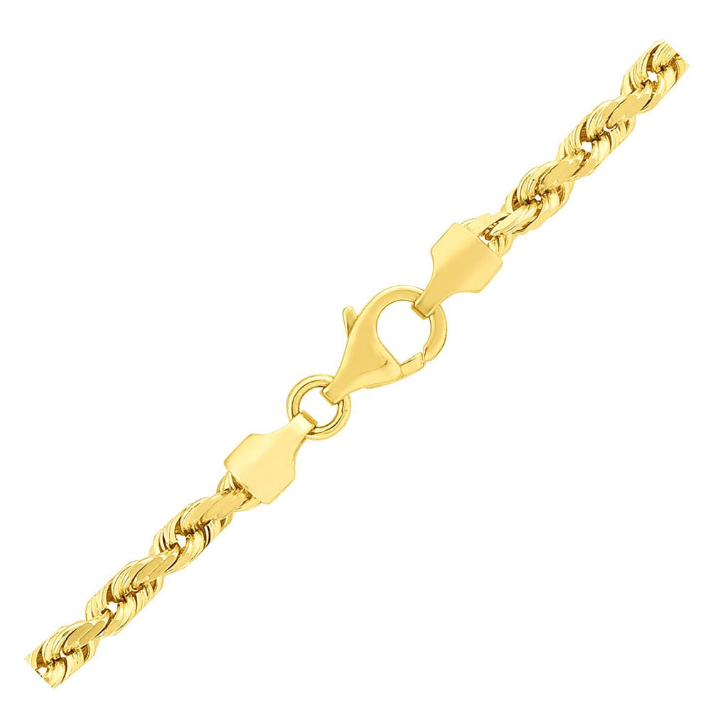 Sterling Silver Yellow Gold Plated Diamond Cut Royal Rope Chain (3.60 mm)